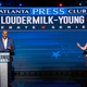 Democratic challenger Marcus Flowers, left, and U.S. Rep. Marjorie Taylor Greene, R-Ga., debate in the race for the 14th Congressional District during the Atlanta Press Club Loudermilk-Young Debate Series in Atlanta, Sunday, Oct. 16, 2022.